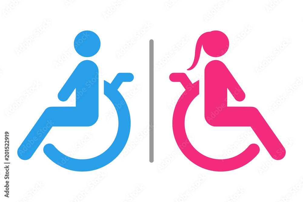 Separated WC for disabled persons sign. Handicapped accessible male and ...