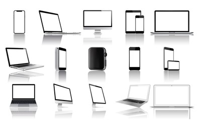 Poster - A set of 15 monitors, tablets, laptops, phones, watches