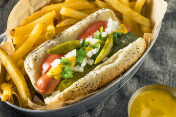 Poster - Homemade Chicago Style Hot Dog with Mustard