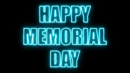Poster - Burning letters of Happy memorial day text on black, 3d rendering background, computer generating for holidays festive design
