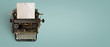 Vintage typewriter header with old paper. retro machine technology - top view and creative flat lay design.
