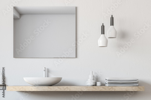 Cuadros en Lienzo Bathroom sink, square mirror close up