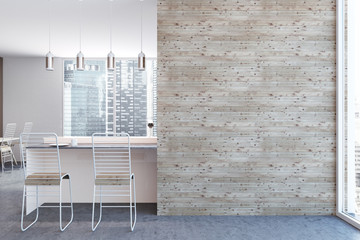 White kitchen interior, mock up wall