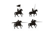 Armor Horseback Knight Silhouette, Battle War Horse Warrior Medieval logo design inspiration