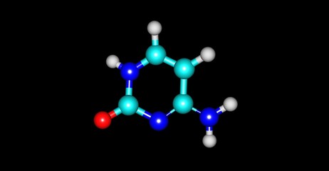 Wall Mural - Cytosine molecular structure isolated on black background