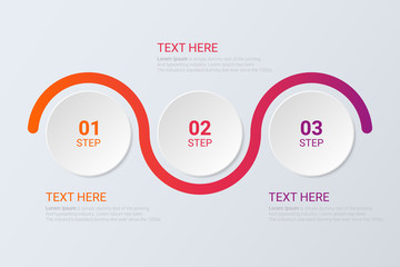 Poster - Three steps infographics. Workflow strategy or team work.