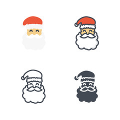 Wall Mural - Santa christmas vector icon flat colored silhouette line