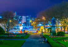 Night View Of Garden Of Saint John In Liverpool, England