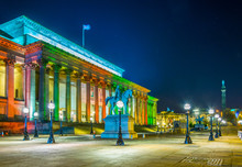 Night View Of The Saint George Hall In Liverpool, England