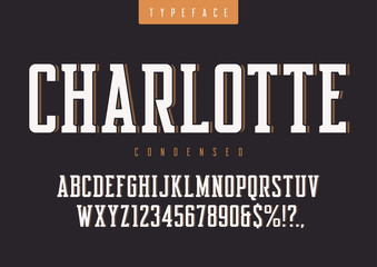 Wall Mural - Charlotte vector condensed retro typeface, uppercase letters and