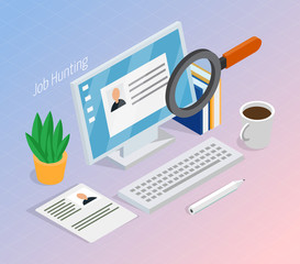 Sticker - Employment Recruitment Isometric Background