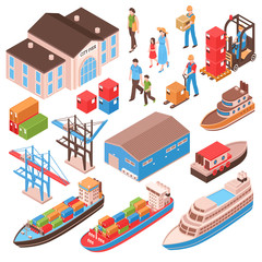 Canvas Print - Sea Port Isometric Set