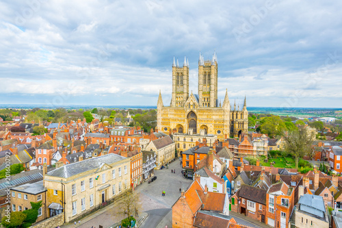 Aerial view of the lincoln cathedral, England Tableau sur Toile