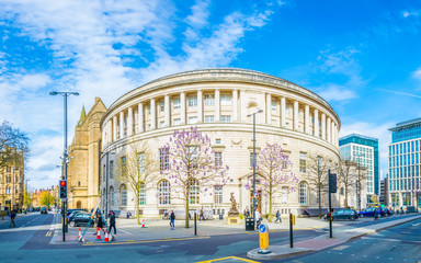 Wall Mural - People are passing in front of the Manchester central Library, England