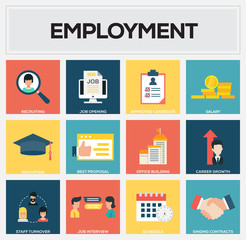 Sticker - Employment Flat Icon Set