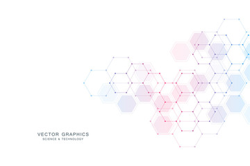 Medical background or science vector design. Molecular structure and chemical compounds. Geometric and polygonal abstract background.