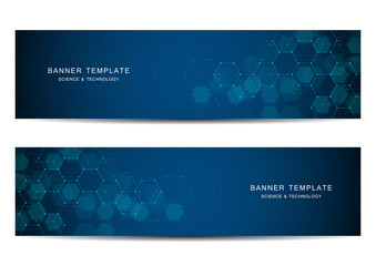 science and technology banners. molecular and chemical structure.