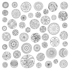 Wall Mural - set of vector decorative circles. hand drawn illustration. abstract round design elements in centang