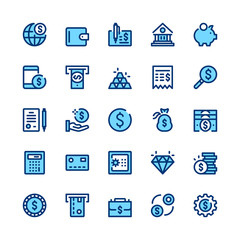 Poster - banking, money, finance line icons set. modern graphic design concepts, simple symbols, elements, pi