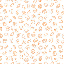Bakery Products. Fast Food. Patty Pattern Stroke