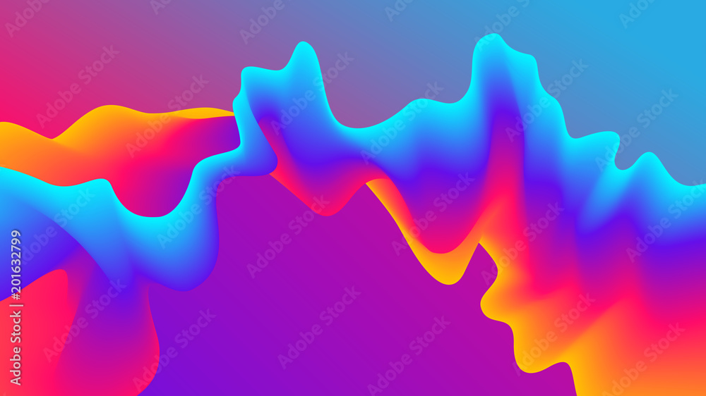 Abstract Gradient Wavy Background. Futuristic Paint Blend Effect. Fluid Shapes Template Design. Vector EPS 10 - obrazy, fototapety, plakaty 