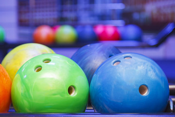 Wall Mural - bowling balls close up