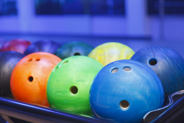 Wall Mural - bowling balls close up