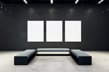 Poster - Contemporary exhibition hall with empty poster