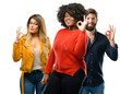 © Krakenimages.com - Group of three young men and women doing ok sign with hand, approve gesture