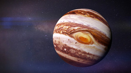 Poster - the planet Jupiter and stars of the galaxy 