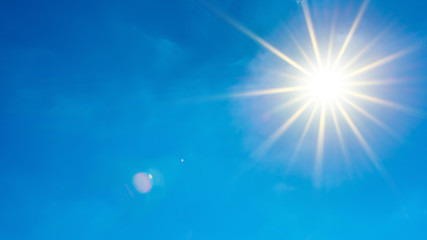 Wall Mural - Summer background, wonderful blue sky with bright sun