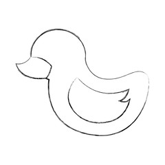 Sticker - duck rubber toy children image vector illustration sketch