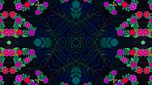 Floral Floral Pattern Made Of Blue, Pink And Green Flowers. Kaleidoscope
