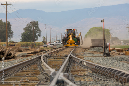 Fotomural railroad track construction