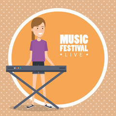 Canvas Print - music festival live with woman playing piano vector illustration design