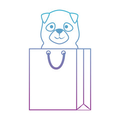 Sticker - cute dog in shopping bag character vector illustration design