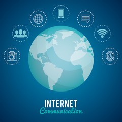  world planet with internet communication vector illustration design