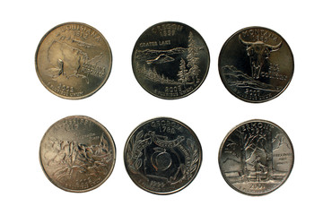 jubilee coins america isolated on white background, states Mississipi, Gorgiia.