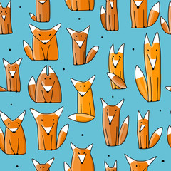 Poster - Funny foxes, seamless pattern for your design