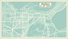Madison USA City Map In Retro Style. Outline Map.
