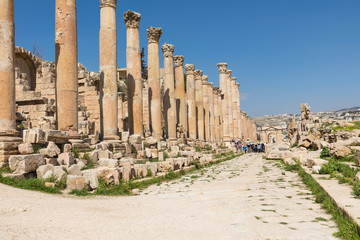 Wall Mural - Colonnaded Street in Roman city of Gerasa near Jerash (Pompeii of the East. The city of 1000 columns). Northern Jordan