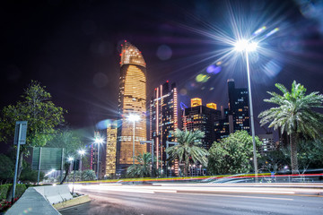 Sticker - Beautiful view of Abu Dhabi skyline at night, United Arab Emirates