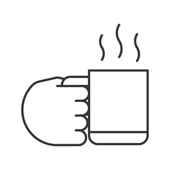 Poster - Hand holding cup with hot drink linear icon