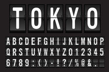 Airport Mechanical Flip Board Panel Font - White Font On Dark Background Vector Illustration