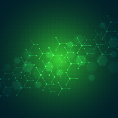 Hexagon background design. Geometric abstract background with molecular structure.