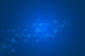 Hexagon background design. Geometric abstract background with molecular structure.