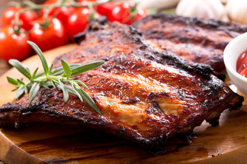 Wall Mural - grilled pork ribs with rosemary