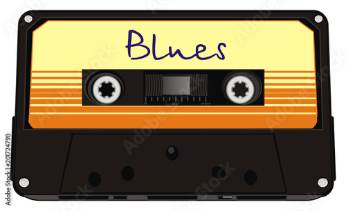 Plakaty Blues  audio-kaseta-kaseta-magnetofonowa-muzyka-retro-stary-tasma-magnetyczna-tor-ilustracja-rysunek