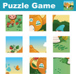 Puzzle for children featuring a cute gnome. Match pieces and complete the picture. Activity for preschool children.(Vector illustration)