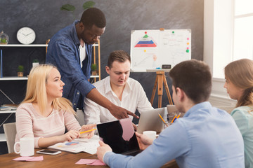 Aufkleber - Company coworkers discussing ideas in office